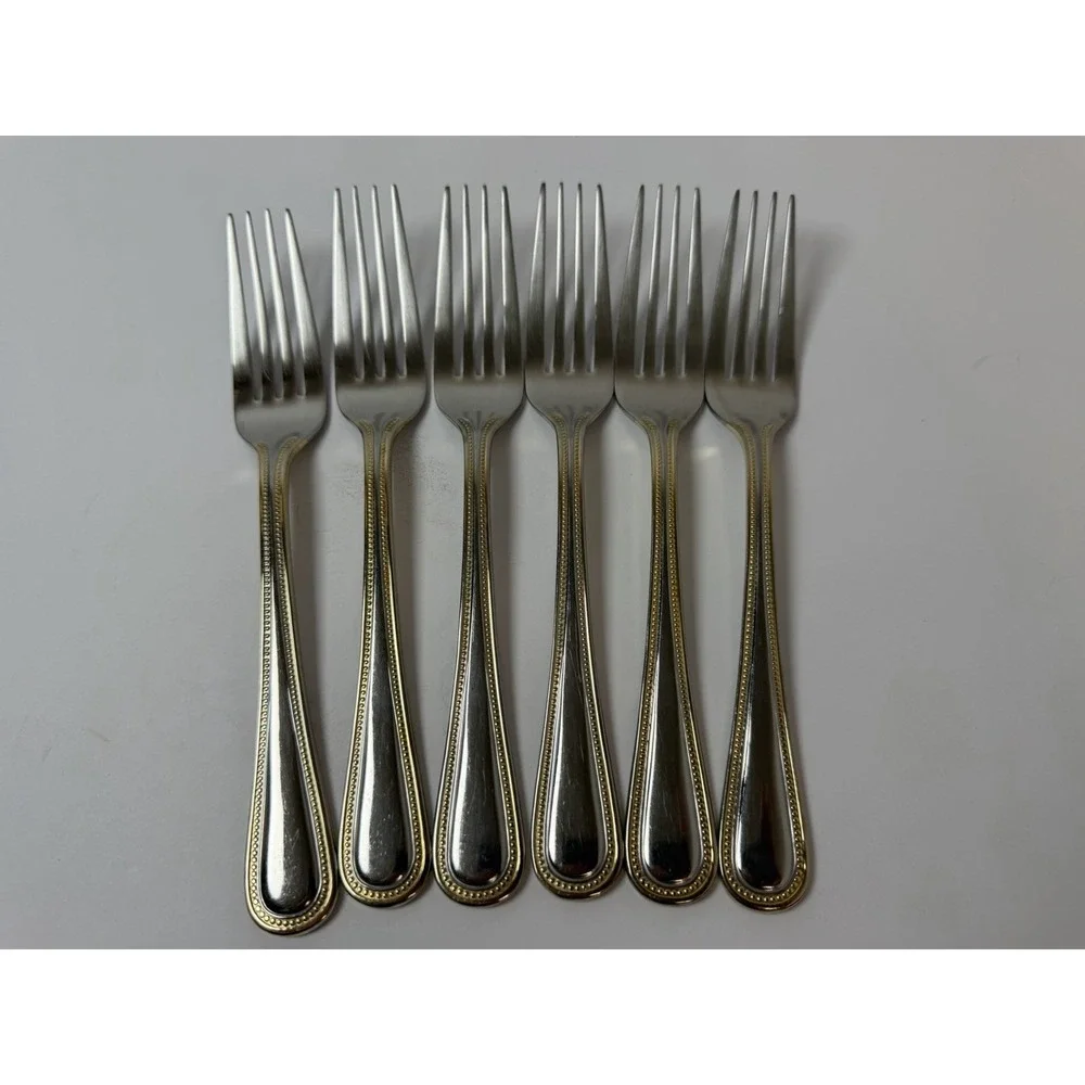 Wallace Stainless Gold Royal Bead Set Of 6 Dinner Forks